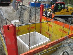 Einfacheckgleitschienen Baugrube mit Schutzschienen zum Schutz beim drücken der Gleitschienenplatten